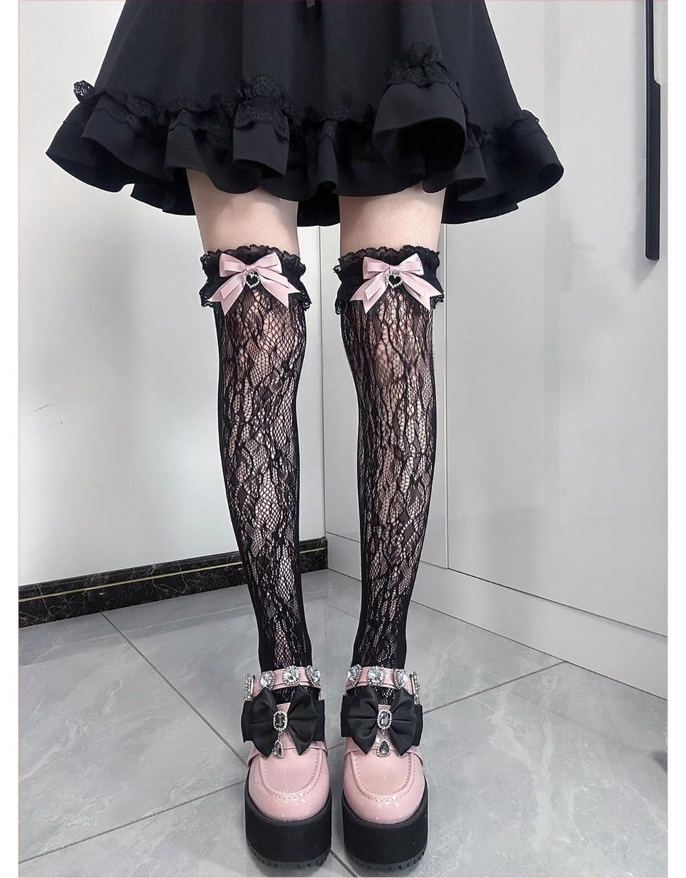 Jirai Kei Socks Bow Lace Over-knee Socks Multicolor 21580:751917