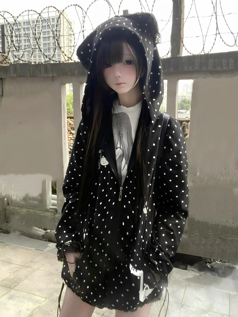Kawaii Coat Sun-protective Jacket with Cat-Eared Hood (L M S) 42805:754732