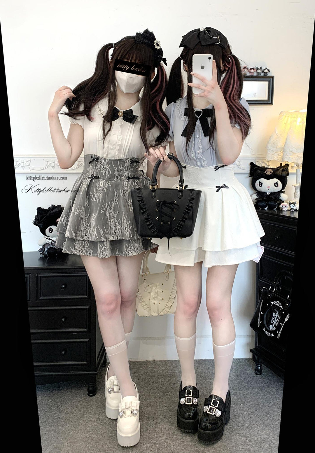 Puffy-Sleeved Jirai Kei Shirt, Peter-Pan Collar/Natural Cut 43107:769505