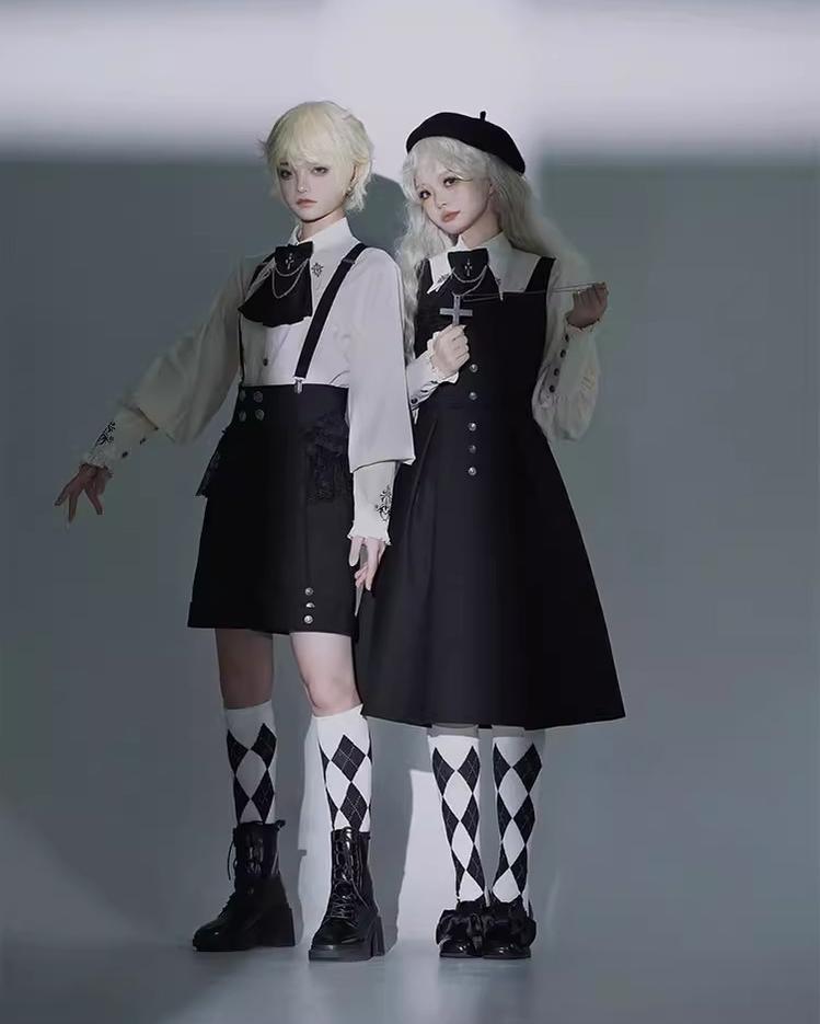 Ouji Lolita Dress Set Prince Cape Shirt Suspender Pants Set (L M S XL) 39358:621770