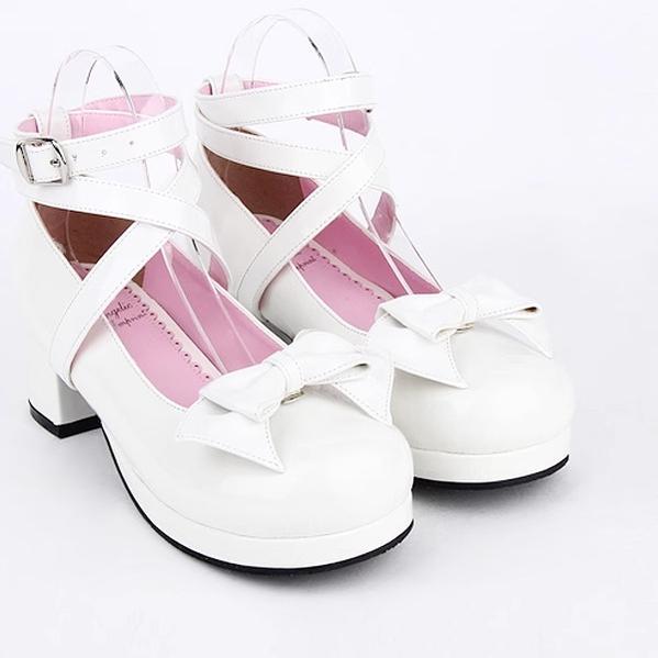 Lolita Mid-Heel Shoes Black White Red Mary Jane Shoes 31924:373174