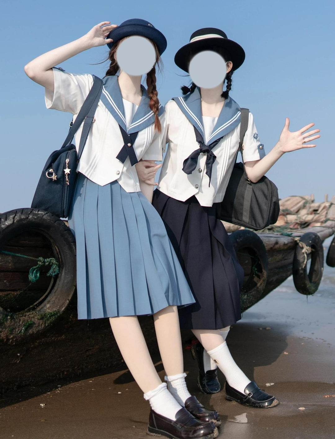Summer JK Uniform Set, Sailor Collar Blouse, Pleated Skirt 43329:774785