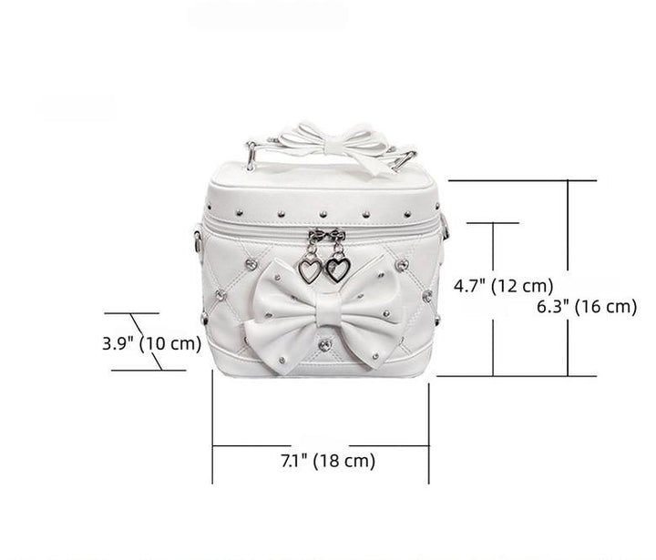 Rhinestone Boxy Handbag, Detachable Crossbody Strap 44768:850668