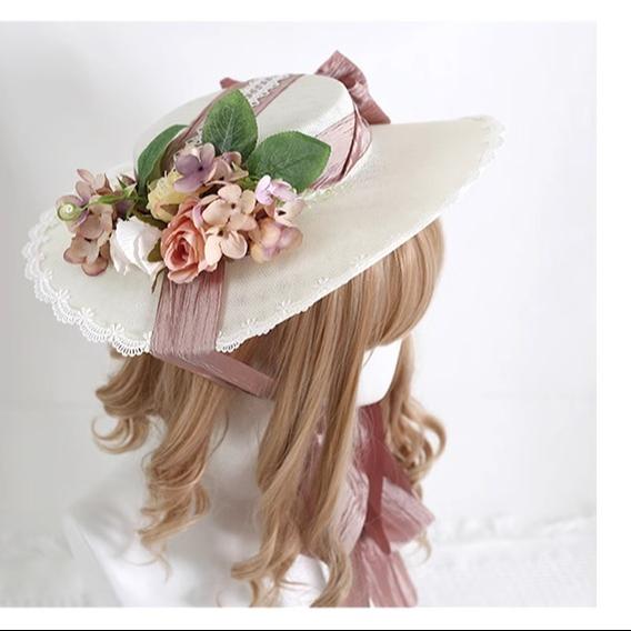 Lolita Top Hat Mori Kei Vintage Hat Elegant Linen Hat 36448:523114 36448:523114