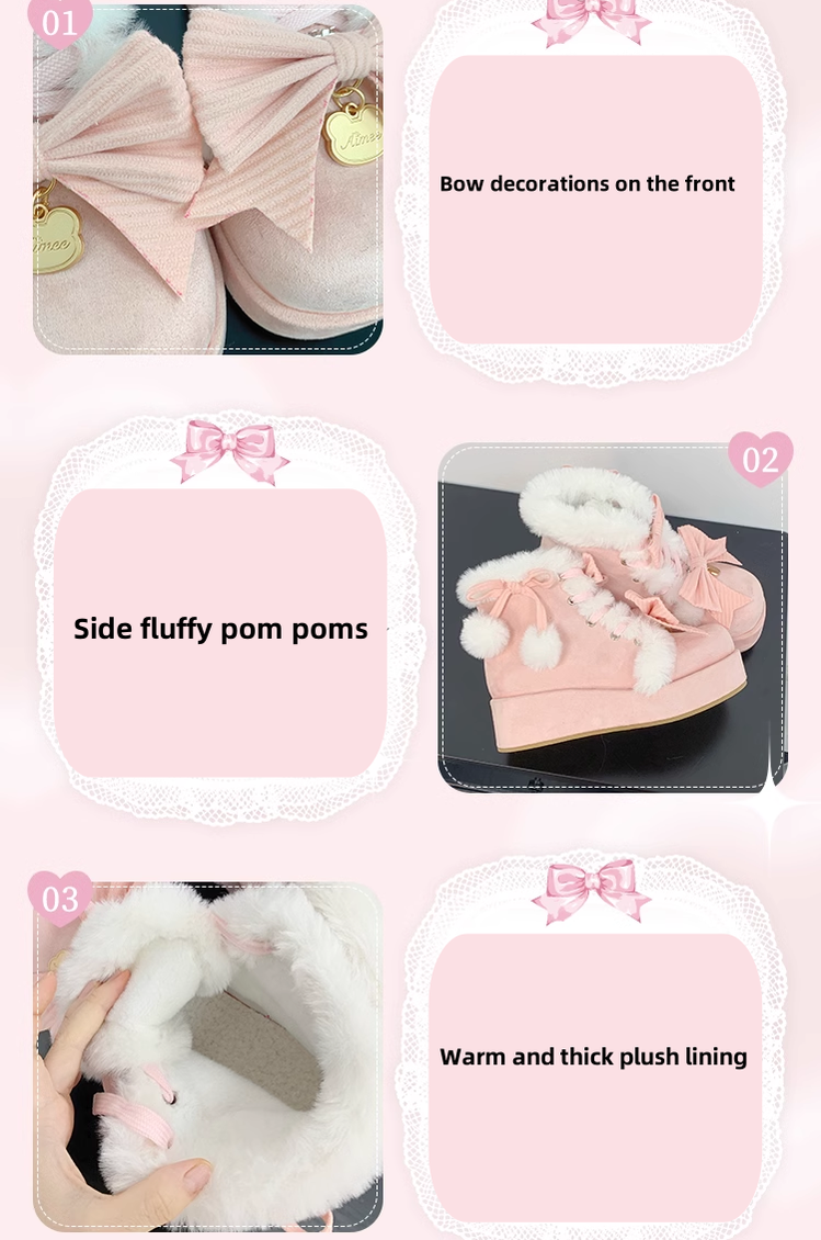 Sweet Lolita Shoes Kawaii Snow Boots Winter Platforms Shoes 41166:693694