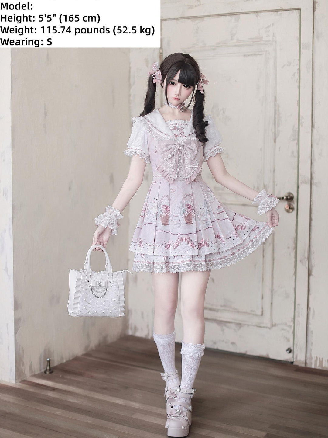 Ryousangata Dress Set, Strawberry & Bunny Print 44948:831324