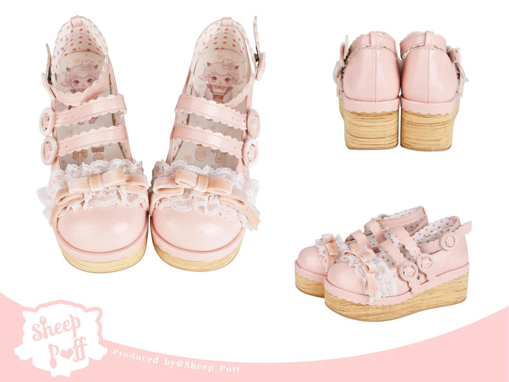 Jirai Kei Lolita Shoes Multicolored Thick-soled Muffin Shoes (34 35 36 37 38 39 40 41 / Pink) 22034:367712 (34 35 36 37 38 39 40 41 / Pink) 22034:367712