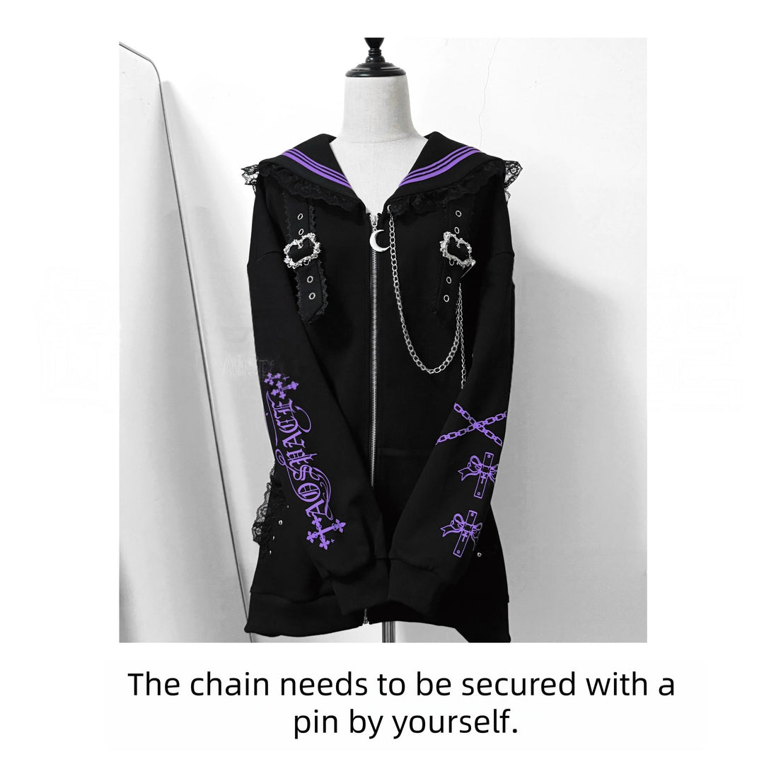 Subculture Sailor Collar Jacket, Chain Accents 43824:787411