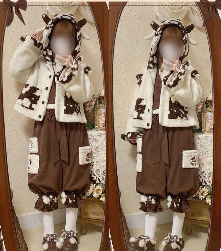 Kawaii Beige Coffee Coat Shirt Vest Shorts 22766:353750 22766:353750