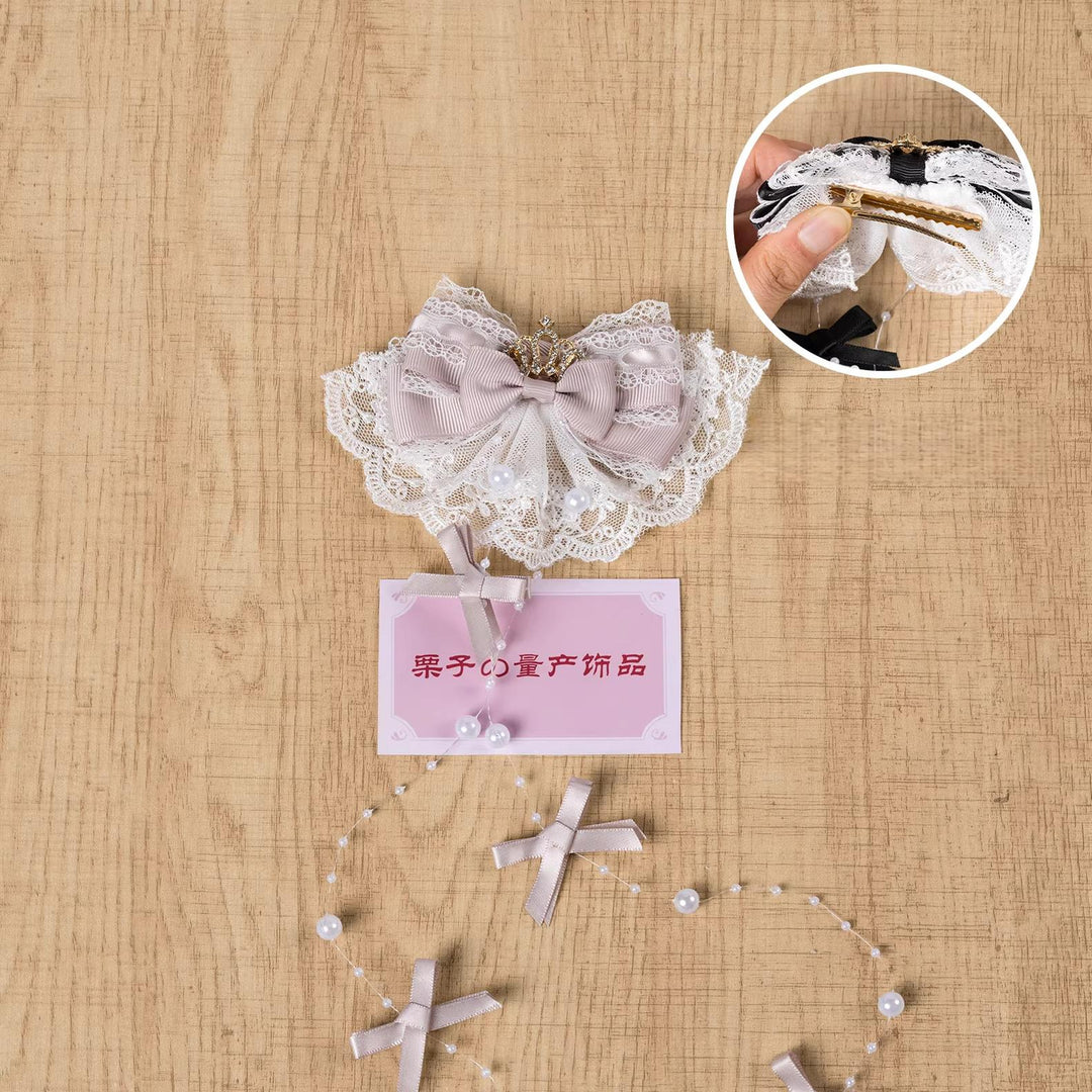 Jirai Kei Artificial Pearl Hair Clip, Rhinestone Crown 45108:837324