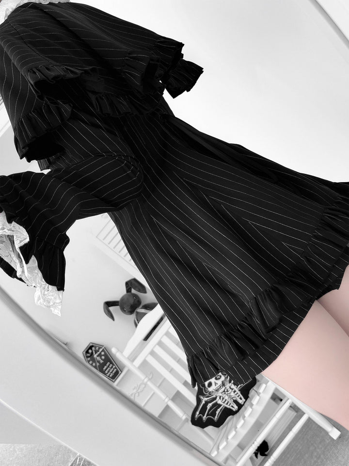 Jirai Kei Cape Dress Set, Detachable Embroidered Tie 44586:814425