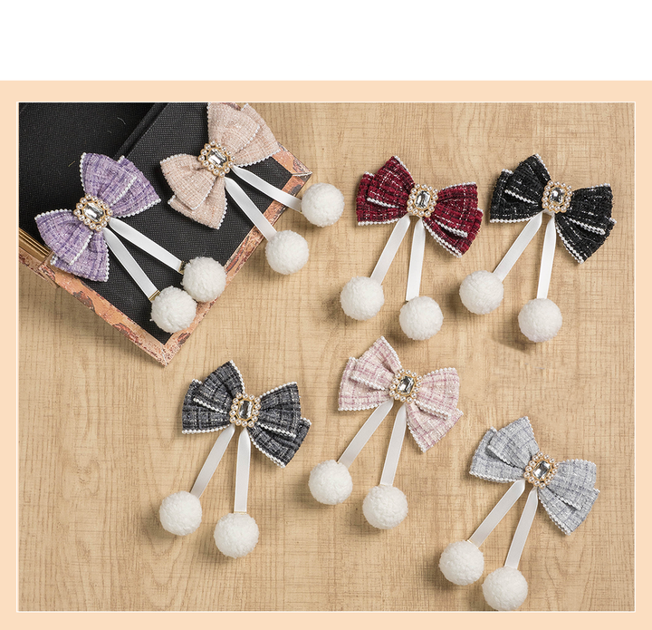 Jirai Kei Hair Clip Ryousangata Plaid Bow Hair Accessory 41584:704258