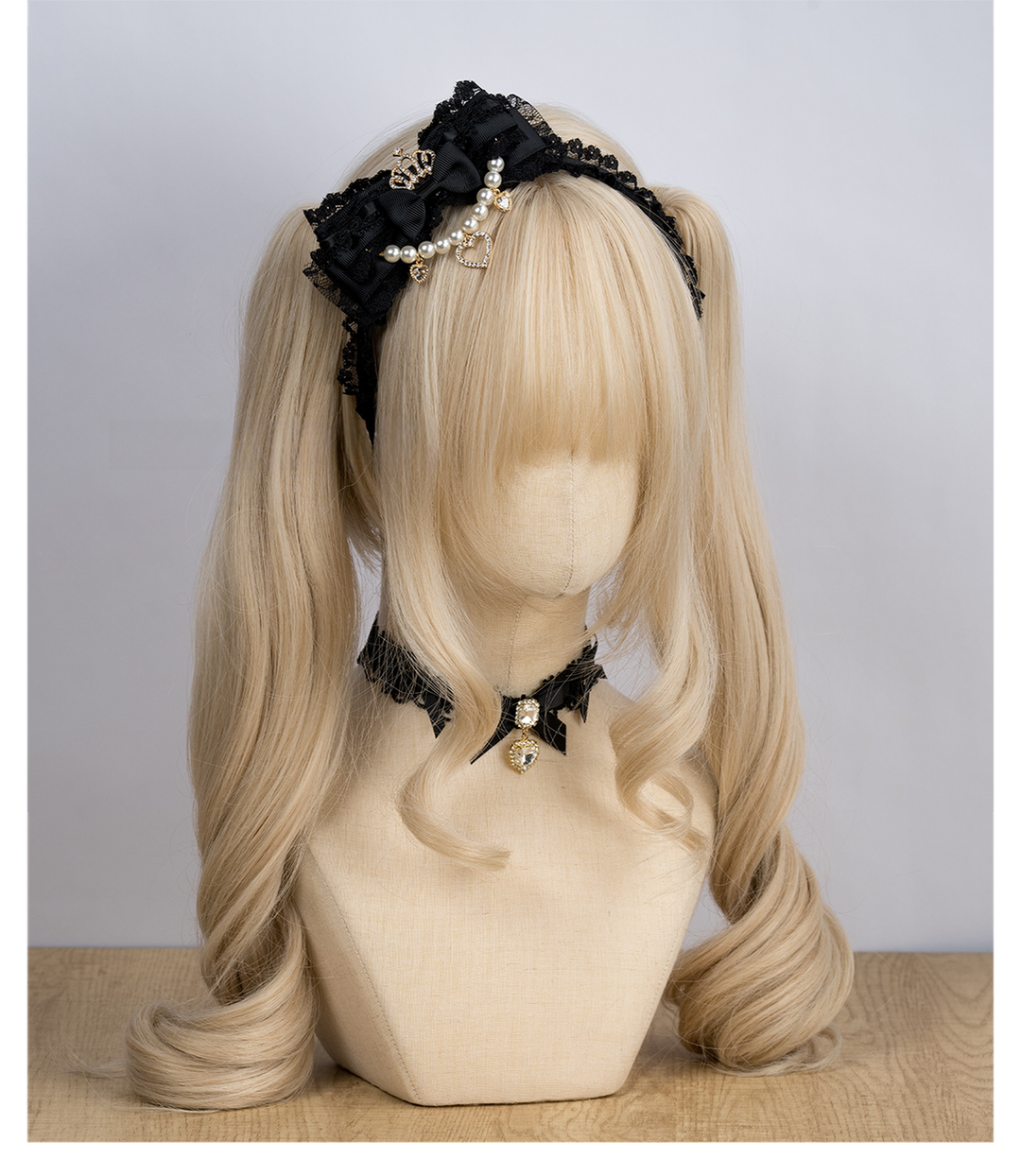 Jirai Kei Headband, Mini Crown & Rhinestone Pendant 44955:838750