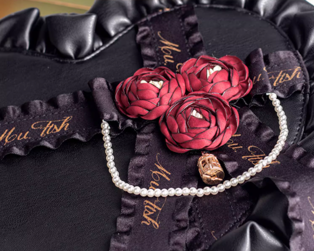 Lolita Handbag Heart Shaped Rose Crossbody Bag 35776:542136