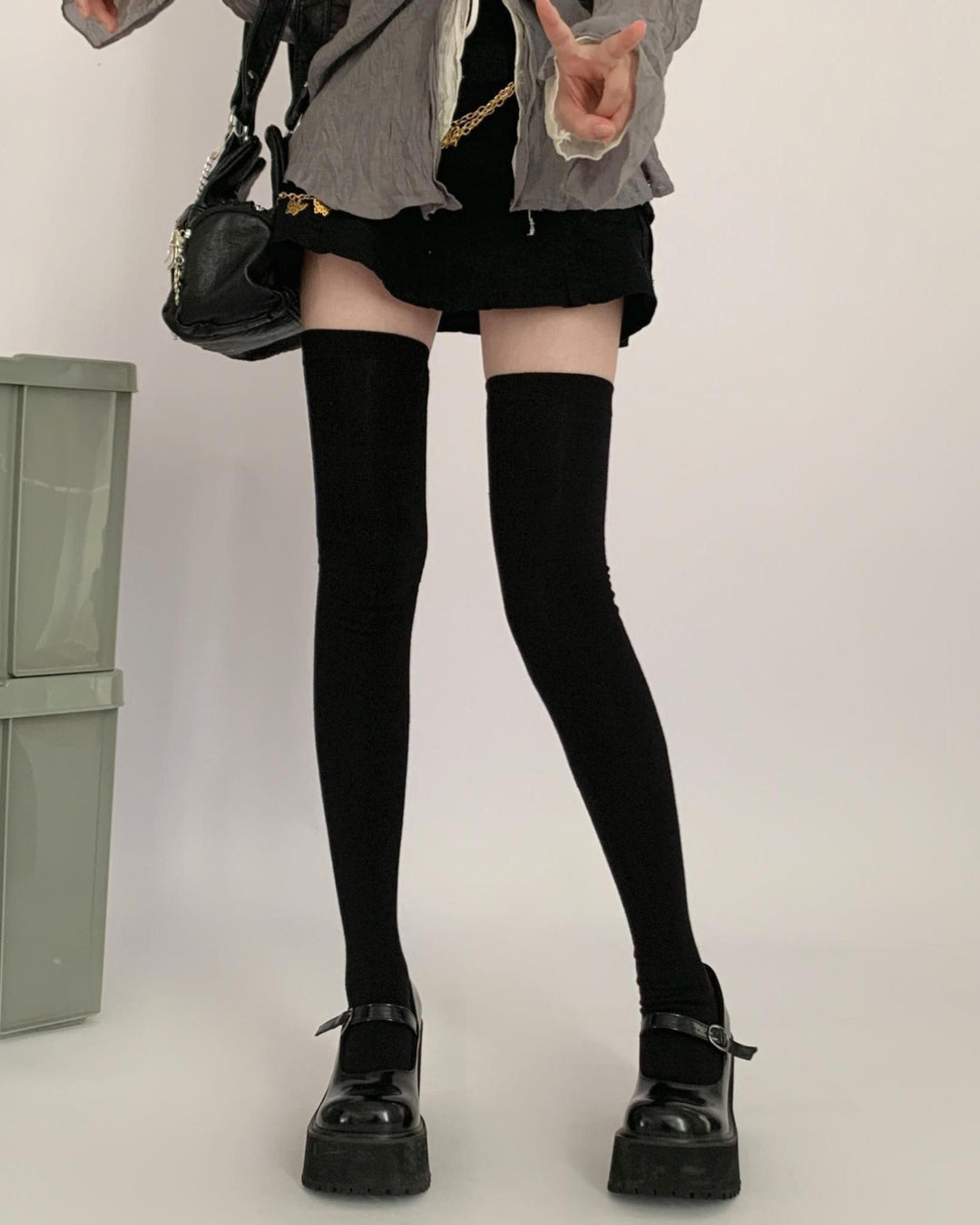 JK Thigh-high Socks Black Knee-high Socks Winter Stockings 40884:698492