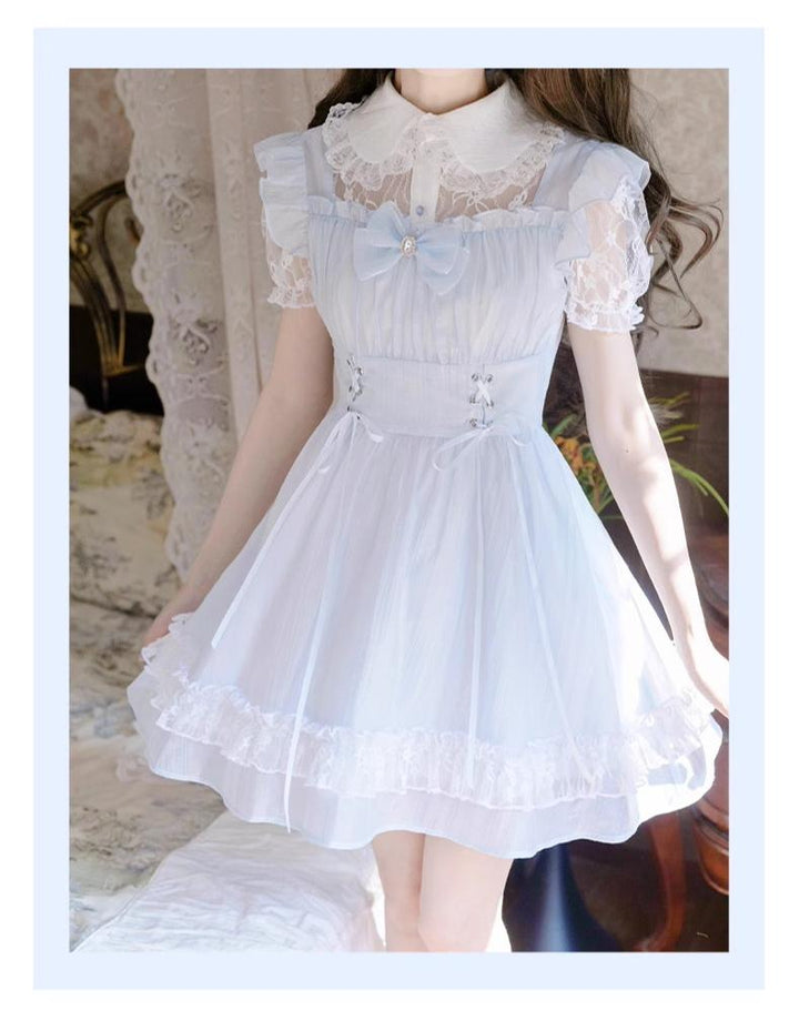 Ryousangata Faux Two-Piece Dress with Peter Pan Collar (L M S) 43069:765742
