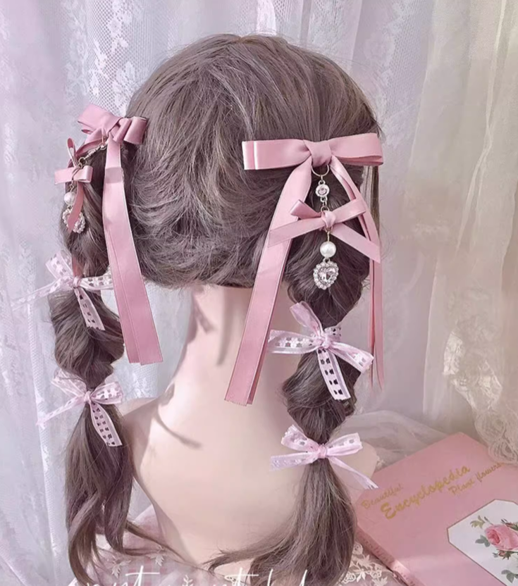 Jirai Kei Barrette With Bow and Rhinestone Lolita Hairclip 35640:500408 35640:500408