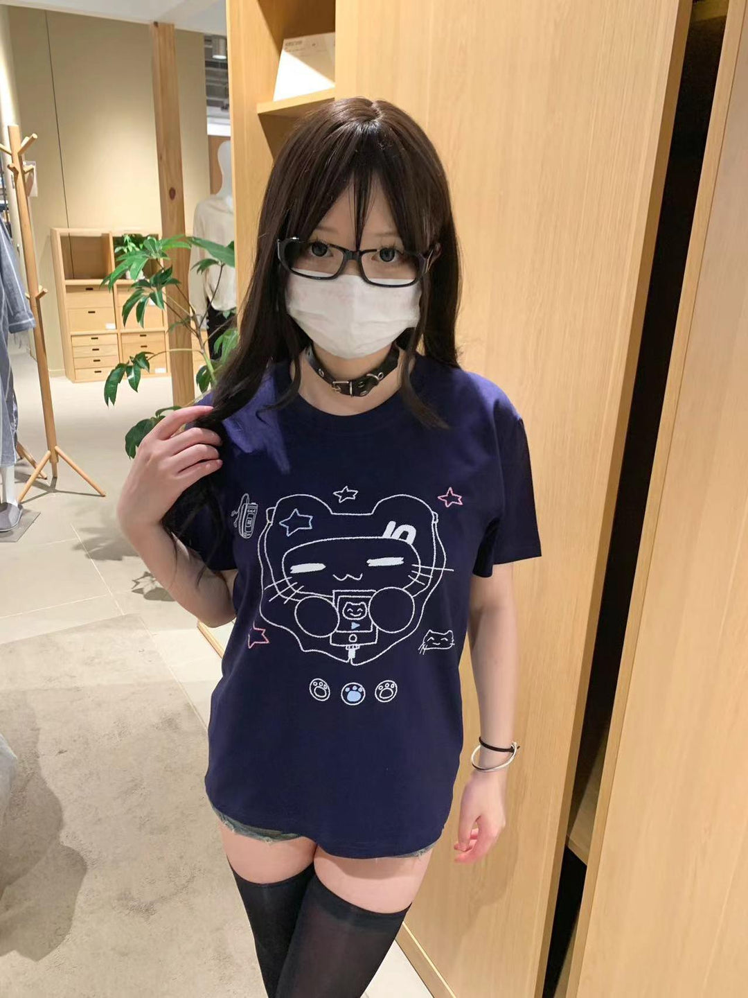 Kawaii T-shirt Cat Printed Cotton Top Versatile T-shirt 38102:579178