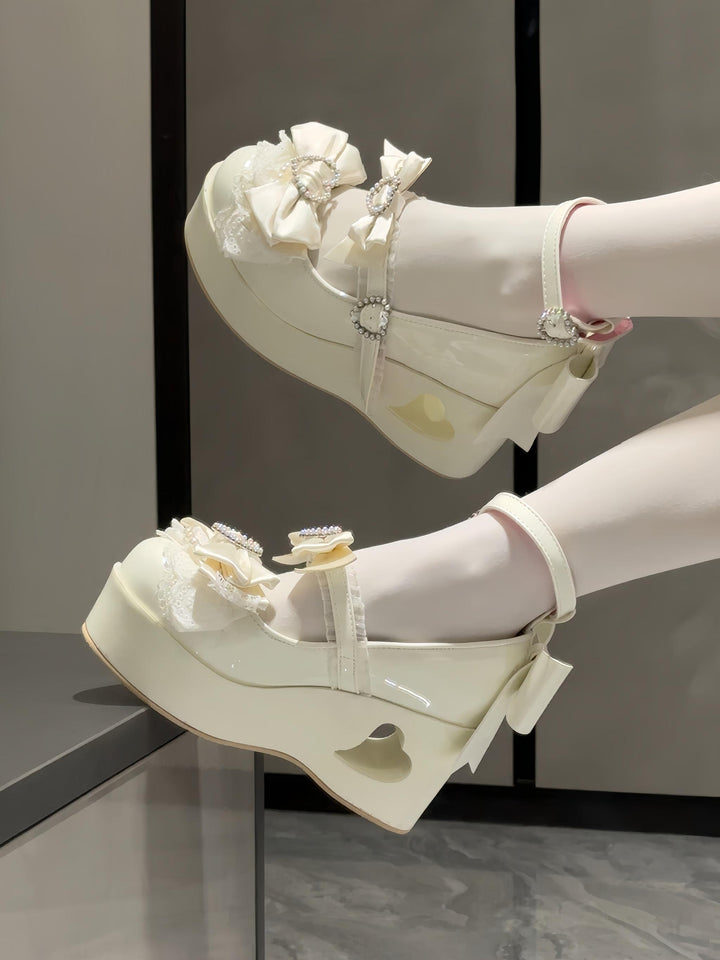 Old School Lolita High Platform Shoes, Heart Hollow Heel 44559:813909