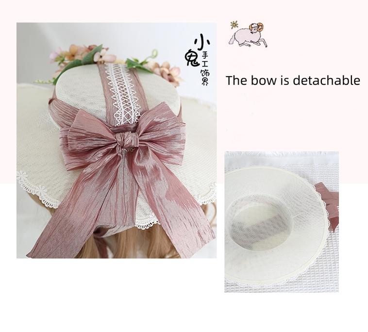 Lolita Top Hat Mori Kei Vintage Hat Elegant Linen Hat 36448:523156 36448:523156