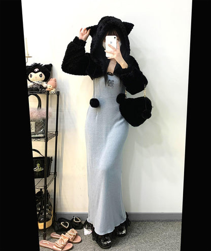 Jirai Kei Dress Ryousangata Lace Slip Dress Long Version 34412:459904