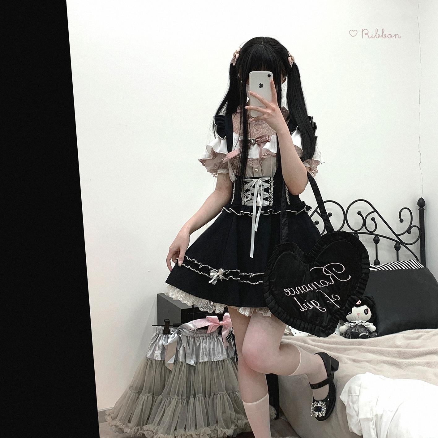 Jirai Kei Dress Salopette Cake Dress Lace Puffy Dress 35370:522224