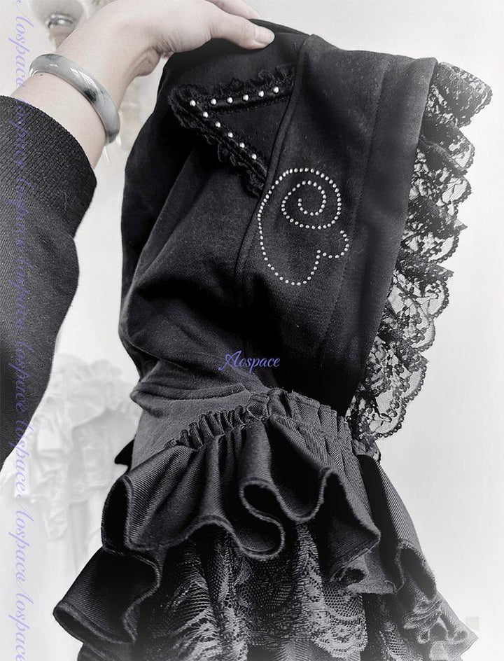 Rhinestone Setting Sub Culture Jacket, Cat Ear Hood 44766:825911