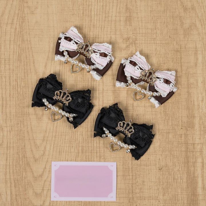Ryousangata Hair Clip, Bow with Crown & Pearl 44743:823166