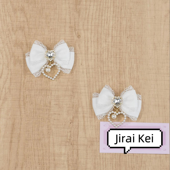 Jirai Kei Hair Clip Lace Bow Rhinestone Barrette 38774:608554