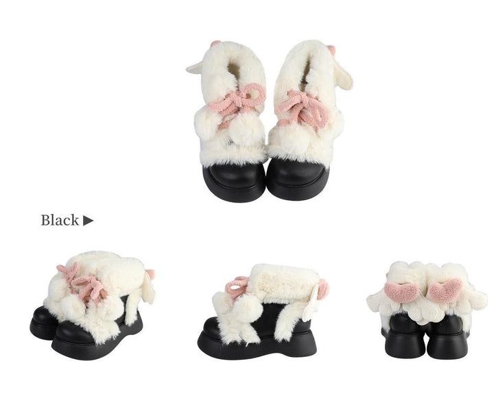 Winter Lolita Shoes Angel Wings Plush Padded Snow Boots 40328:655956