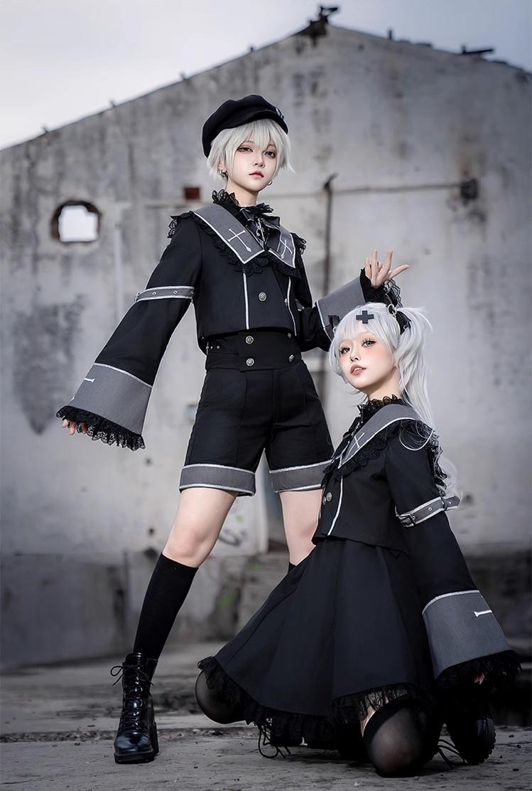 Ouji Lolita Outfit Set with Embroidery Jacket & Dress 43037:764895