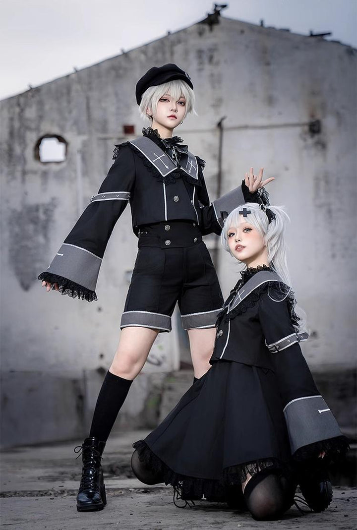 Ouji Lolita Outfit Set with Embroidery Jacket & Dress 43037:764895