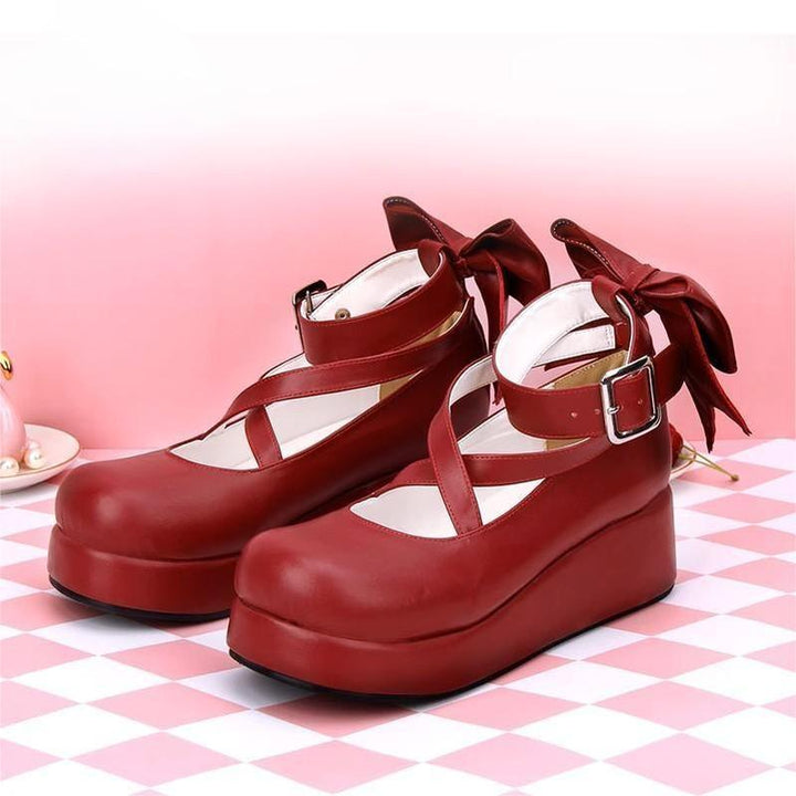 Lolita Platform Shoes Big Bow Round Toe Shoes Multicolor 31644:370600 31644:370600