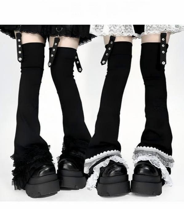 Subculture Leg Warmers Black Lace Over-The-Knee Leg Covers 41450:698368