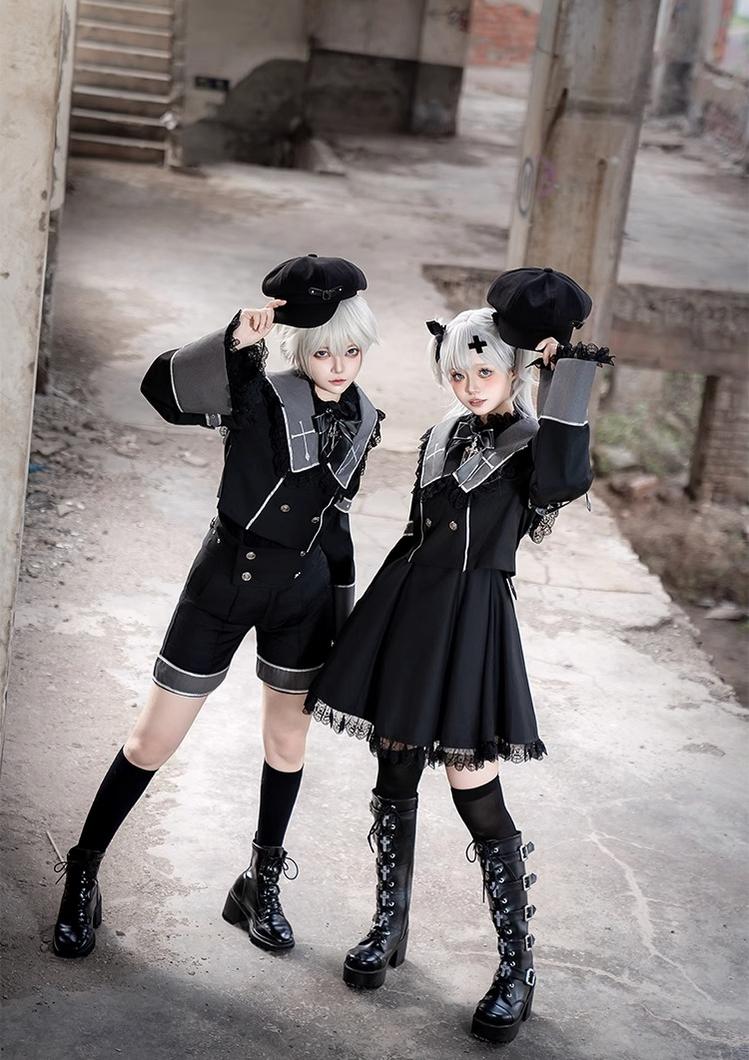 Ouji Lolita Outfit Set with Embroidery Jacket & Dress 43037:764893