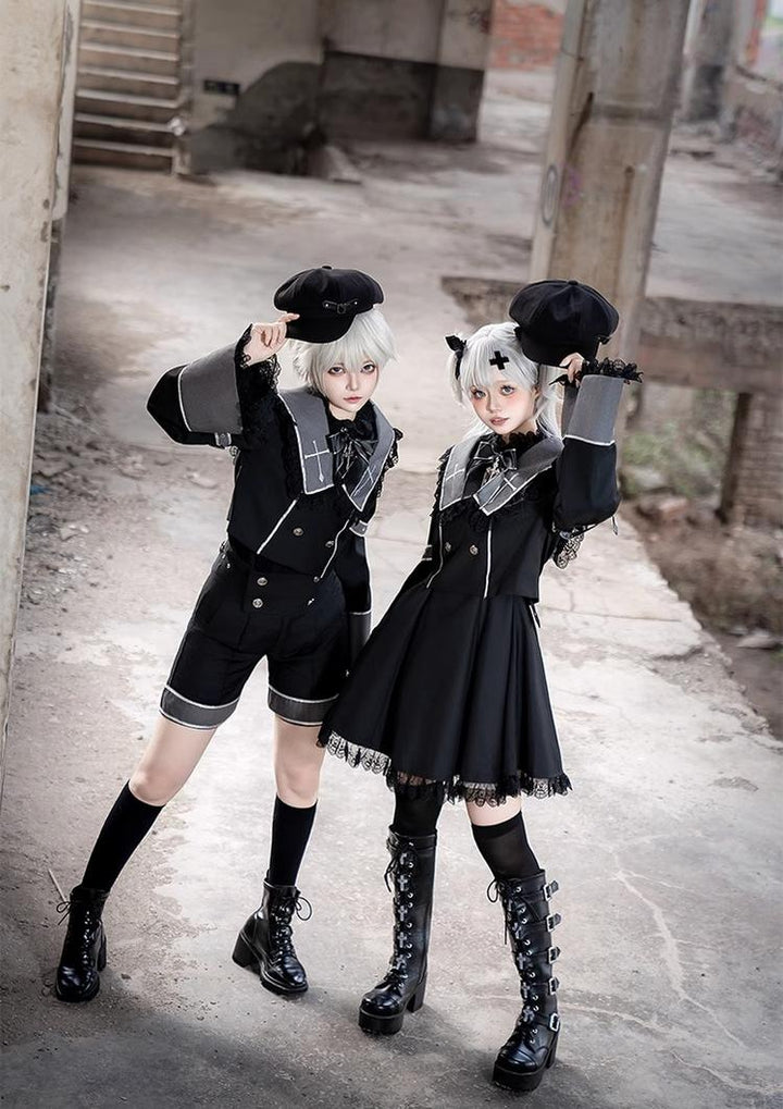 Ouji Lolita Outfit Set with Embroidery Jacket & Dress 43037:764893