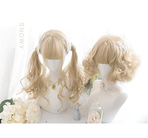 Lolita Wig Curly Wig Pale Yellow Daily Wig 31724:497132 31724:497132