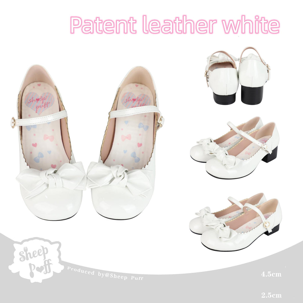 Kawaii Lolita Round-toe Bow Flat Shoes Low-heeled Shoes 15Colors (36 37 38 39 40 41) 22818:330340