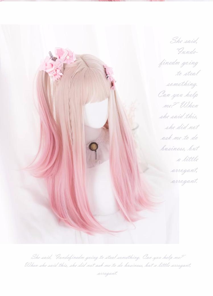 Lolita JK Pink Wig Gradient Long Woman Hairpiece 31716:367576 31716:367576