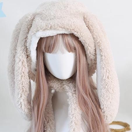 Lolita Kawaii Long Eared Bunny Hat Warm Multicolored Hat (Apricot) 28928:345014 (Apricot) 28928:345014