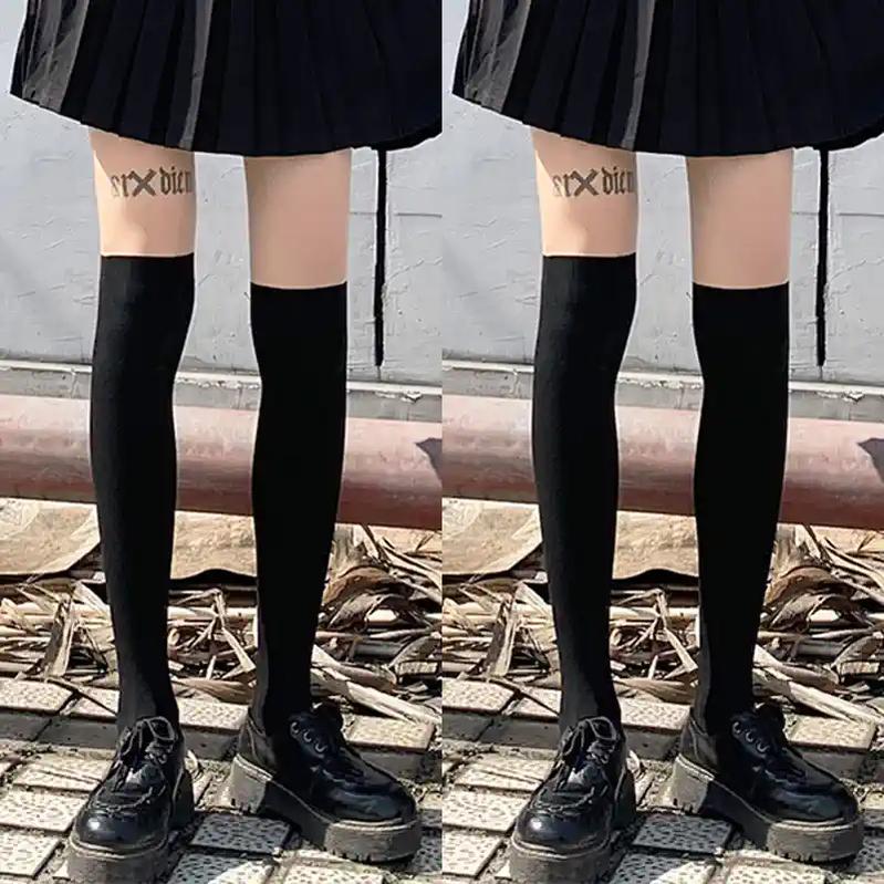 JK Thigh-high Socks Black Knee-high Socks Winter Stockings 40884:698444