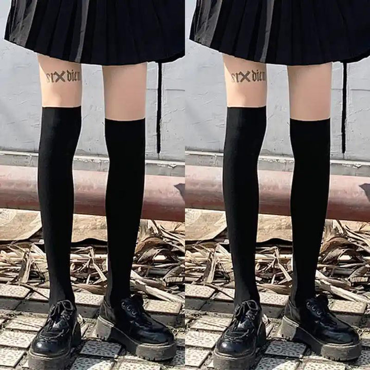 JK Thigh-high Socks Black Knee-high Socks Winter Stockings 40884:698444