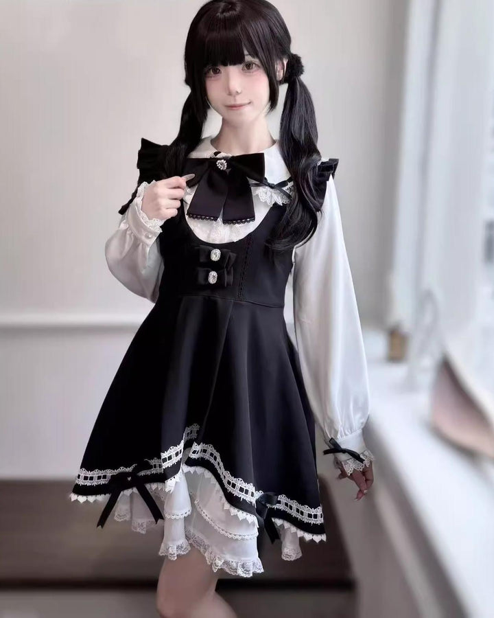 Jirai Kei Dress Set Bunny Ear Blouse Suspender Skirt Set 41440:699174