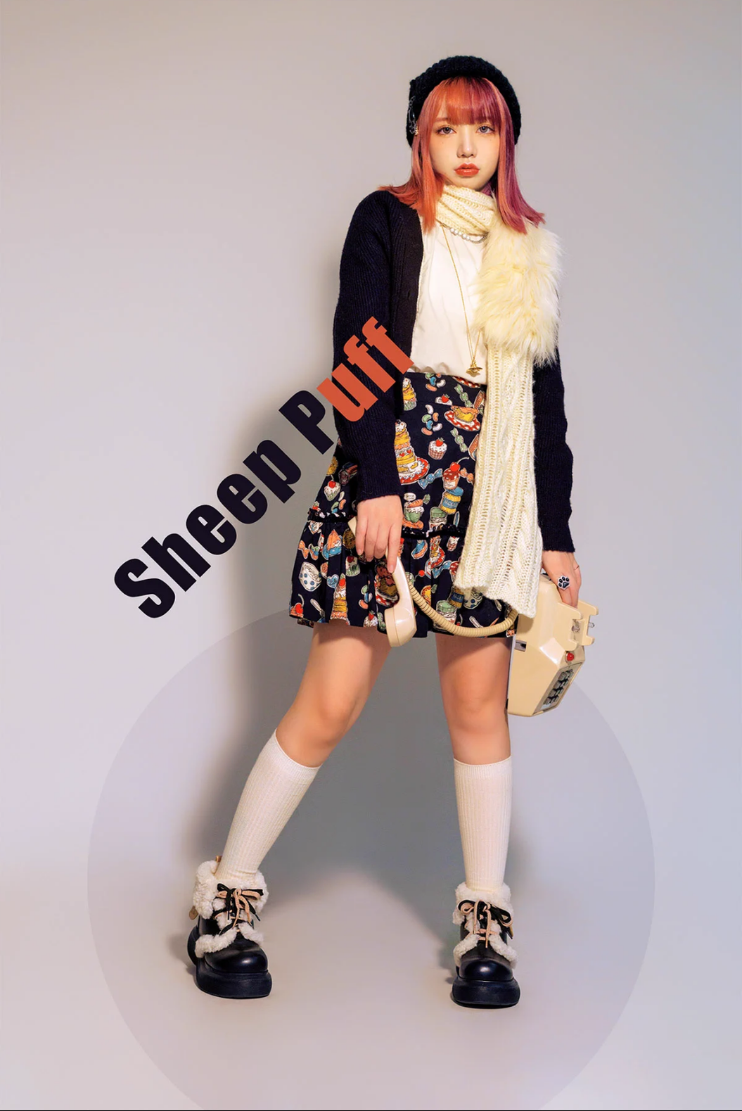 Kawaii Shoes White Black Shoes Lamb Wool Padded Snow Boots 33768:450230 33768:450230