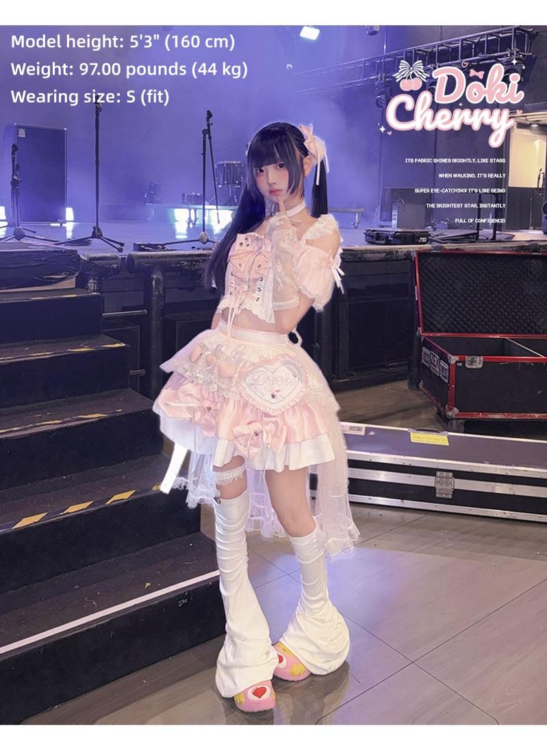 Chika Idol Outfit, Pink Heart-Decorated Top & Skirt 44770:827502