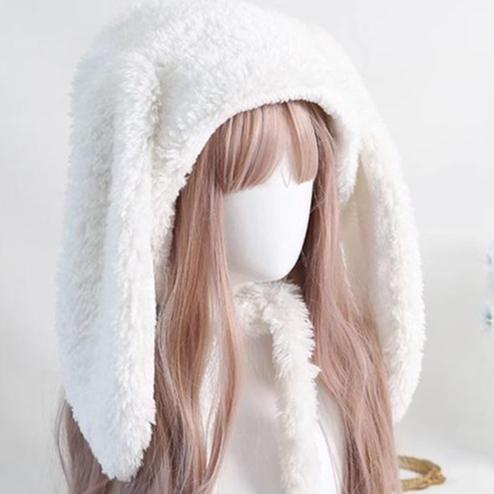 Lolita Kawaii Long Eared Bunny Hat Warm Multicolored Hat (Off-white) 28928:350202 (Off-white) 28928:350202