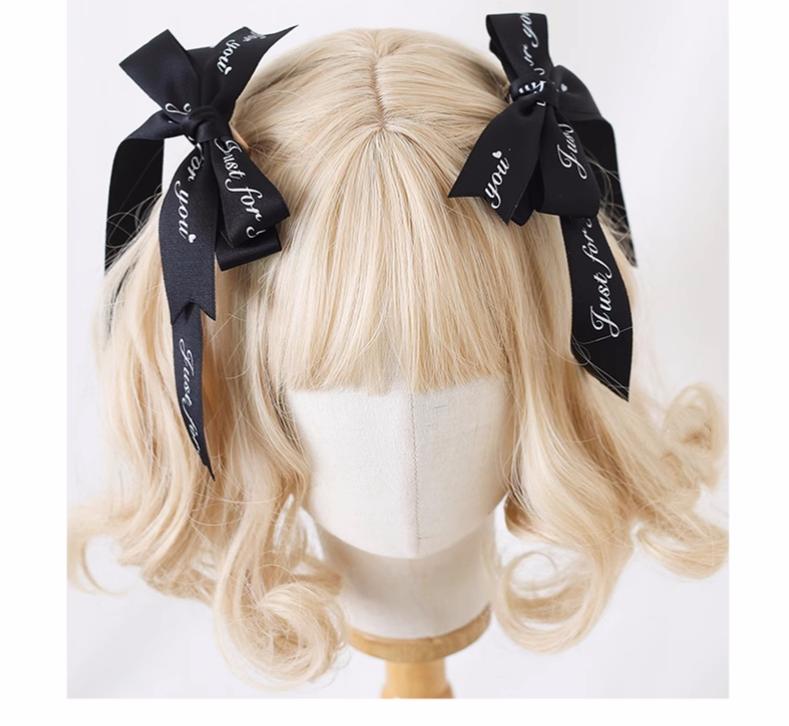 Jirai Kei Ryousangata Lace Letter Ribbon Bow Headwear 22540:333266 22540:333266