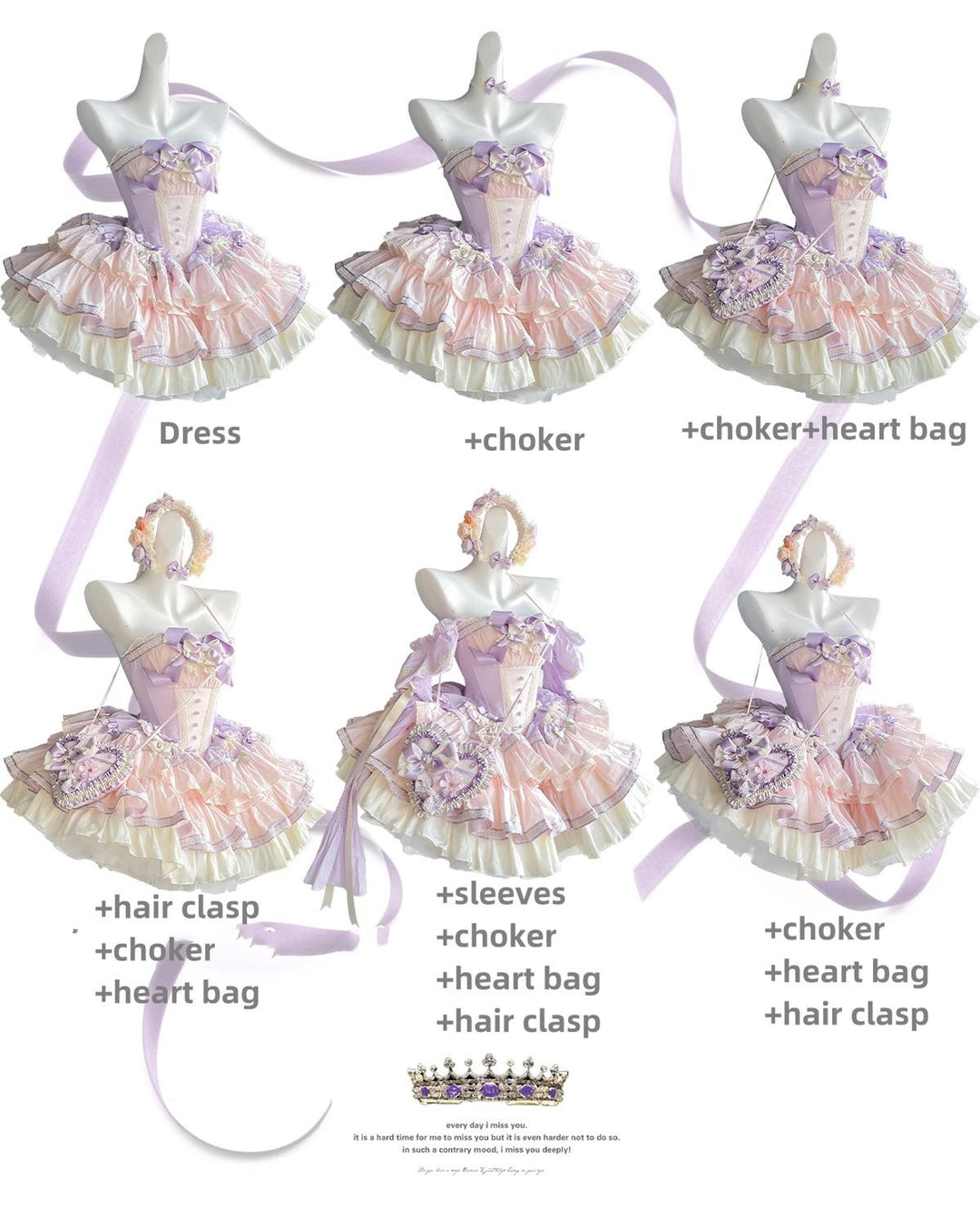 Lolita Dress Set Sweet Violet Pink Puffy Dress Corset Dress 36388:554890 36388:554890