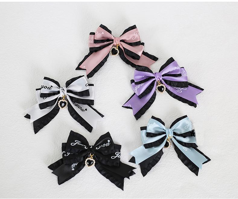 Jirai Kei Hairpins Bow Rhinestone Hair Clips Multicolor 22534:322450