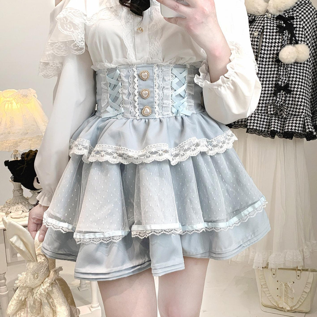 Ryousangata High-waist Skirt, Tiered Hem 44003:792900